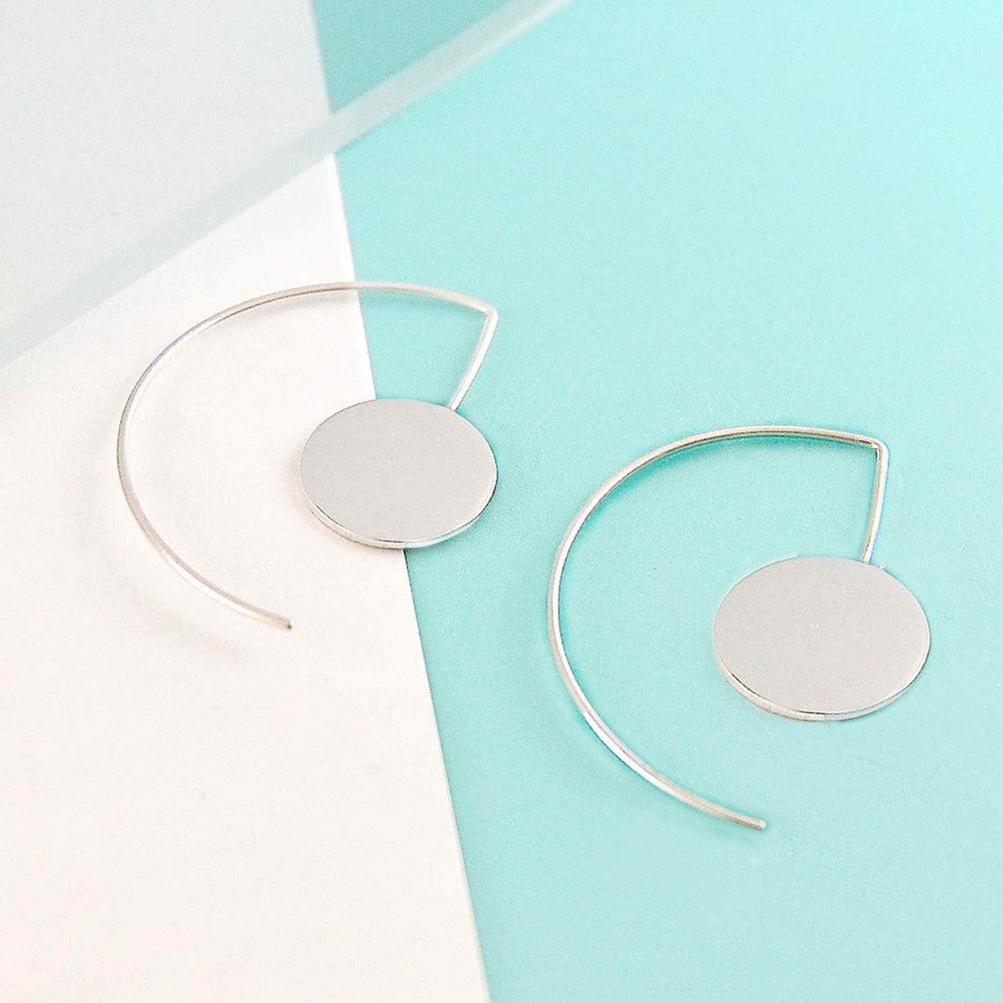 Disc Geometric Drop Earrings - Otis Jaxon Silver Jewellery