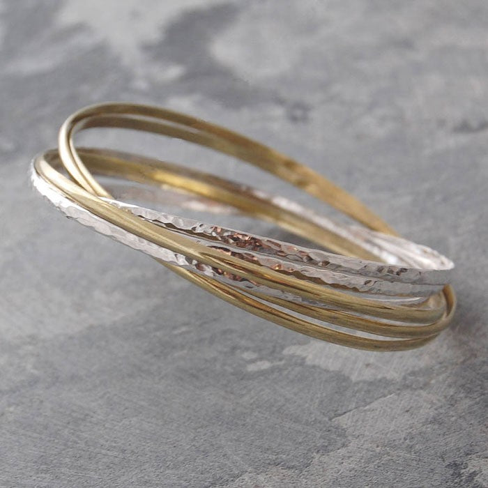 
            
                Load image into Gallery viewer, Gold and Silver Russian Bangle - Otis Jaxon Silver Jewellery
            
        