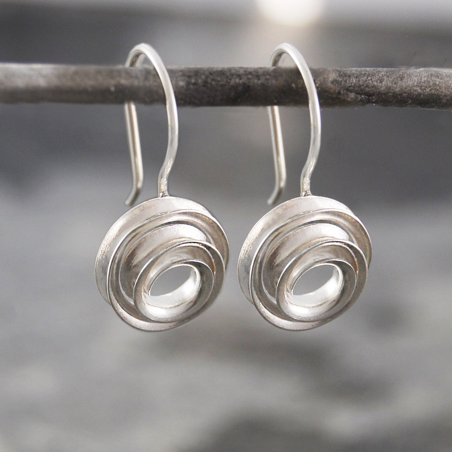 Spiral Ribbon Silver Hook Earrings - Otis Jaxon Silver Jewellery