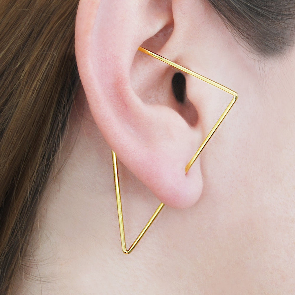 Gold Triangle Ear Cuffs - Otis Jaxon Silver Jewellery