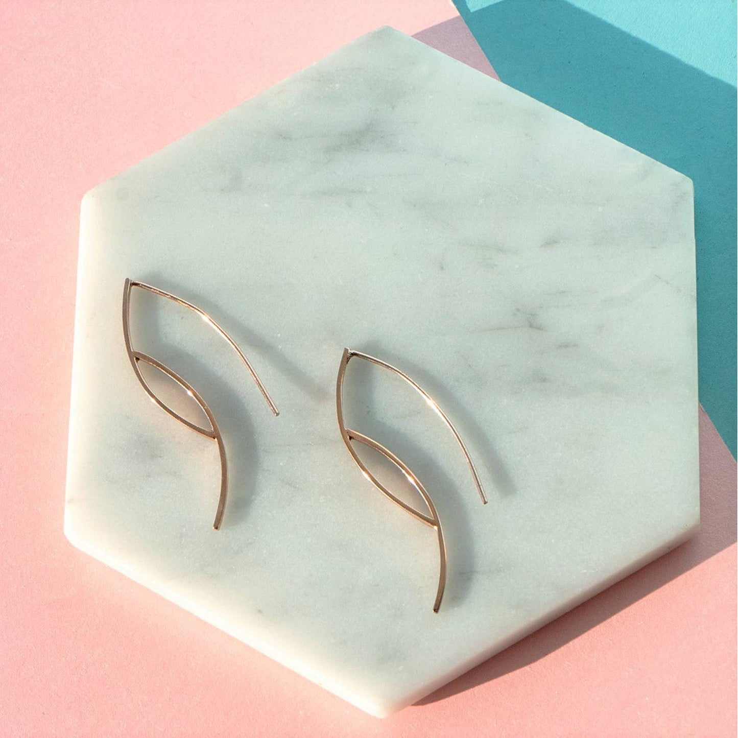 Ellipse Rose Gold Drop Earrings - Otis Jaxon Silver Jewellery