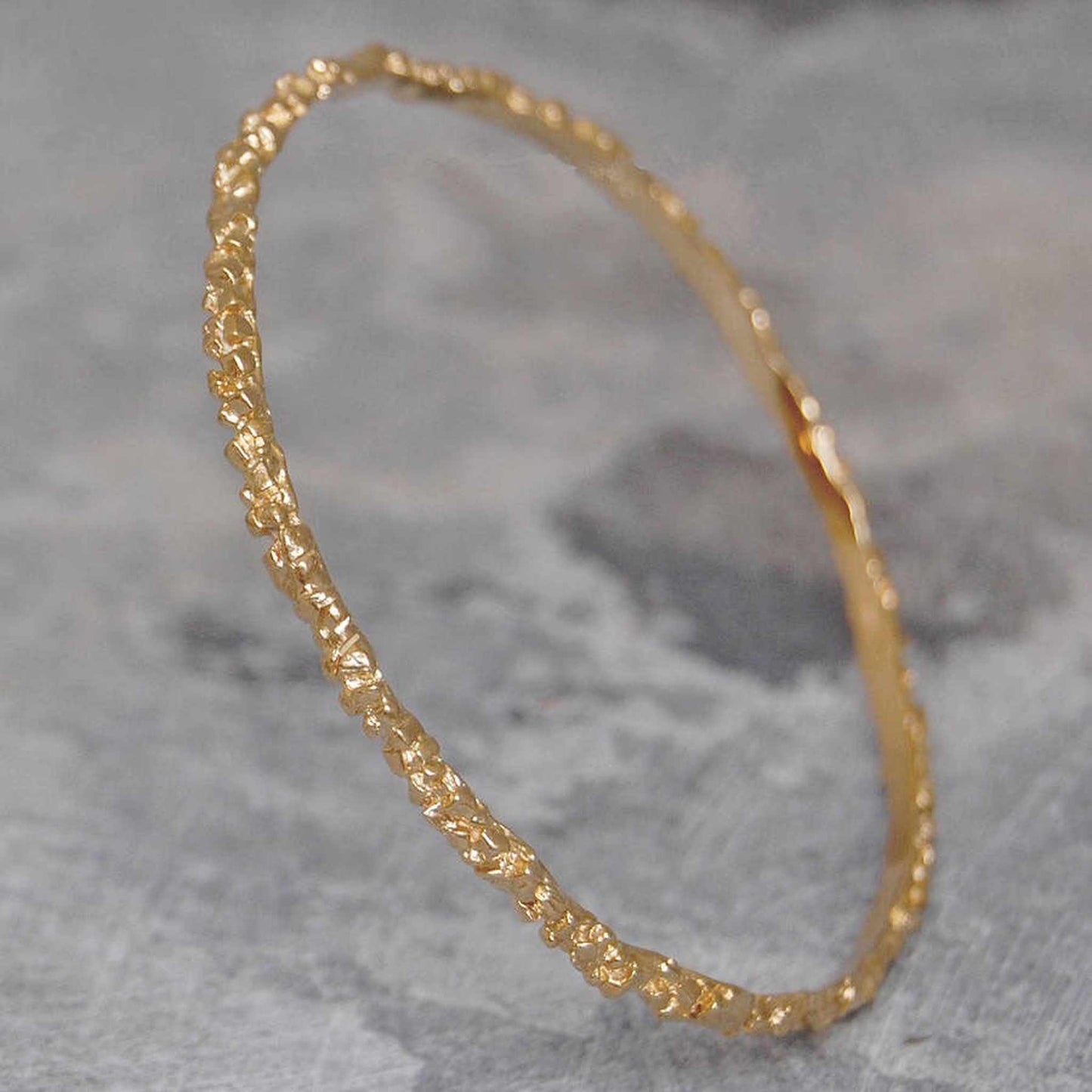 Pyrite Contemporary Gold Bangle - Otis Jaxon Silver Jewellery