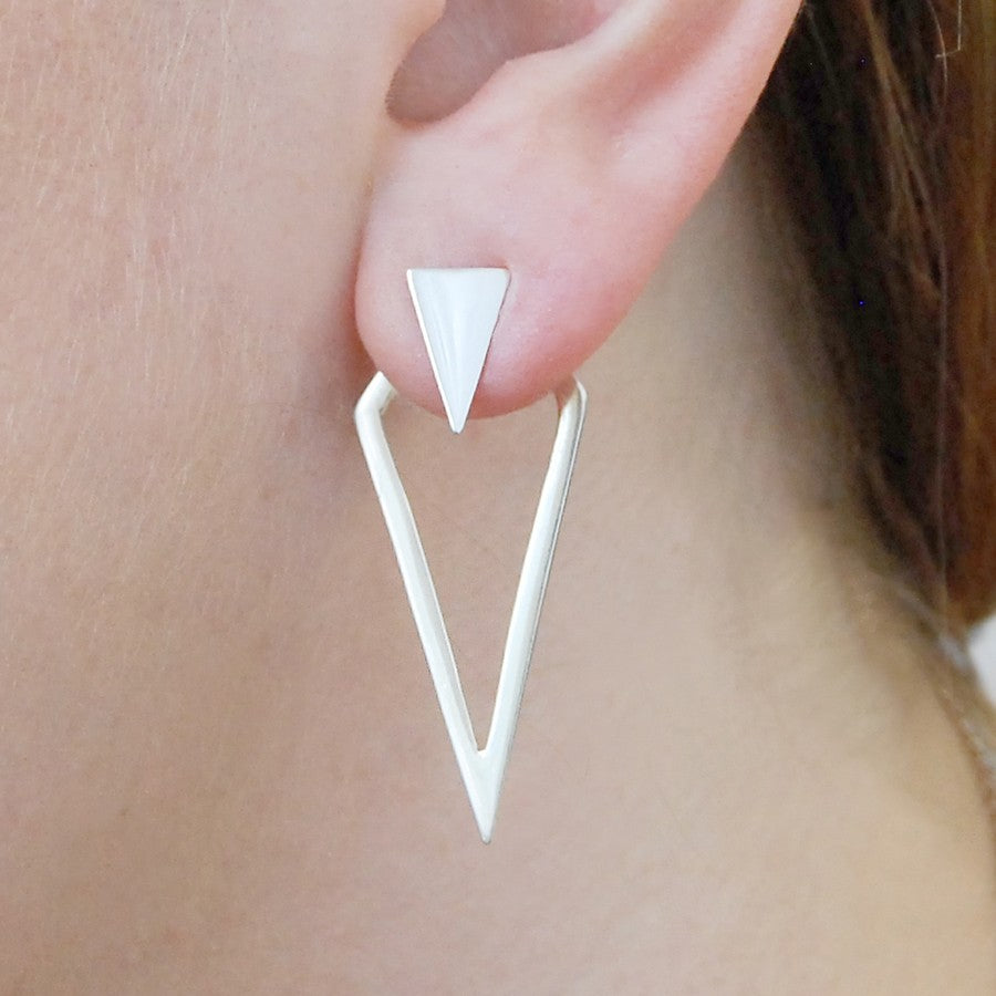 Triangle Silver Ear Jackets - Otis Jaxon Silver Jewellery