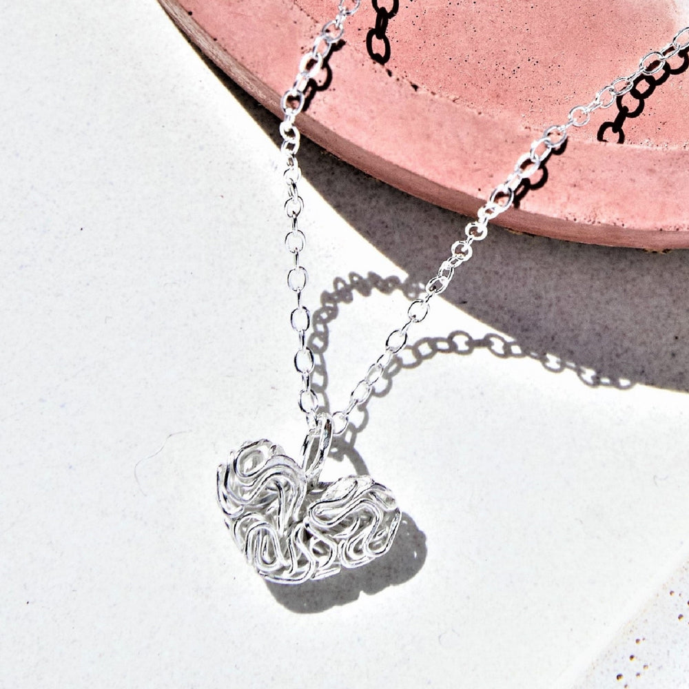 Mesh Silver Heart Necklace - Otis Jaxon Silver Jewellery
