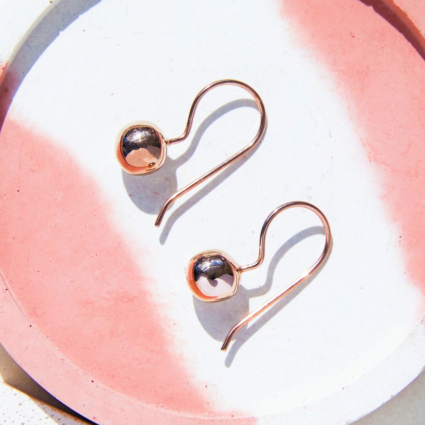 Ball 18 K Rose Gold Hook Earrings - Otis Jaxon Silver Jewellery