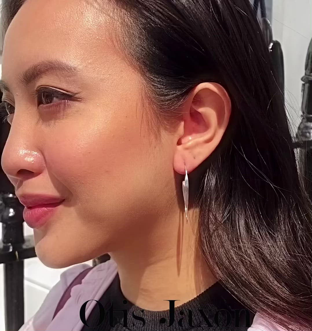 Gold Curl Drop Hoop Earrings