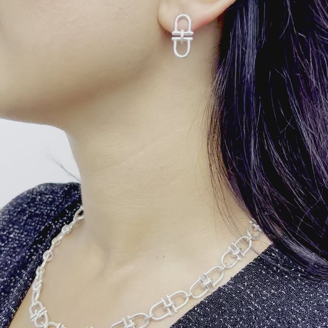 Equine Drop Stud Silver Earrings