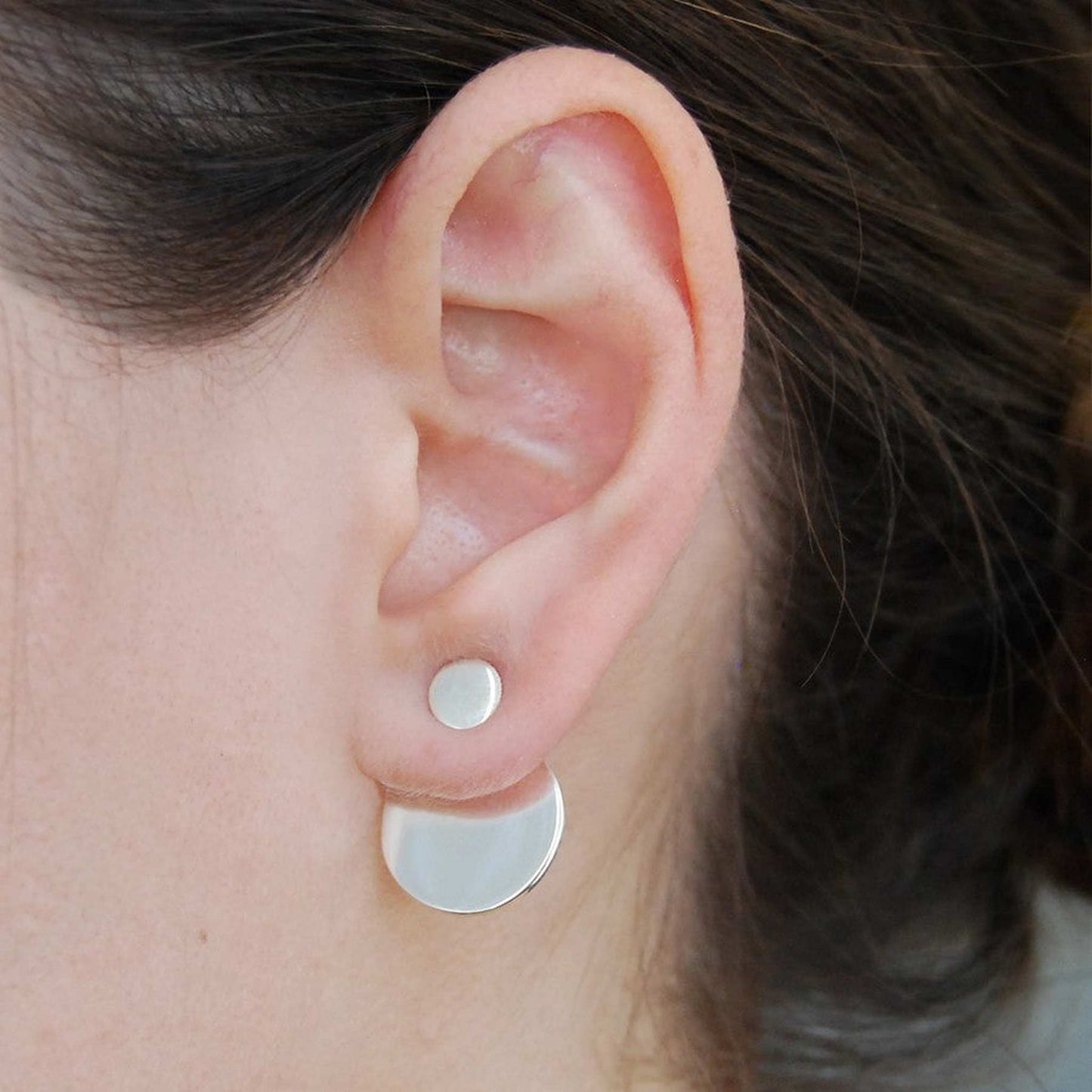 Round Silver Ear Jackets - Otis Jaxon Silver Jewellery