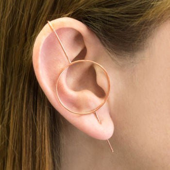 Rose Gold Circle Ear Climber - Otis Jaxon Silver Jewellery