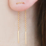 Threader Rose Gold Drop Earrings - Otis Jaxon Silver Jewellery