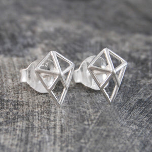 Geometric Diamond Rose Gold Stud Earrings - Otis Jaxon Silver Jewellery
