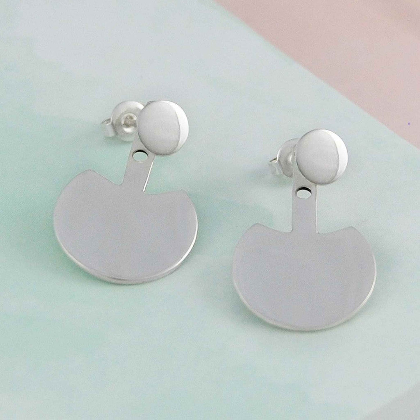 Round Silver Ear Jackets - Otis Jaxon Silver Jewellery