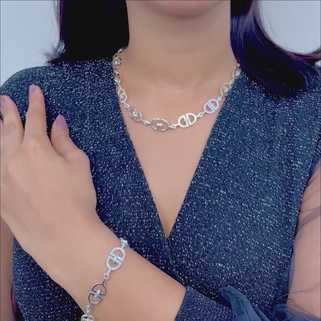 D Link Chunky Silver Bracelet