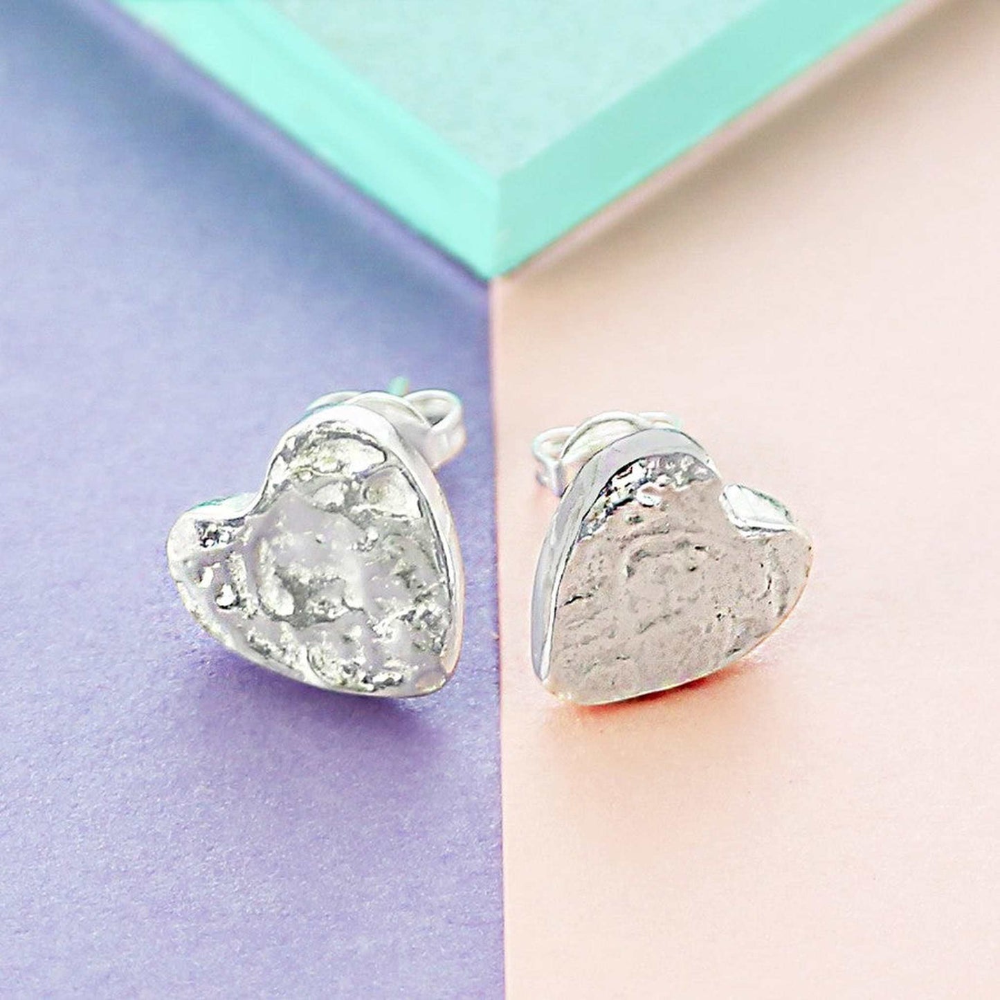 Organic Heart Silver Stud Earrings - Otis Jaxon Silver Jewellery