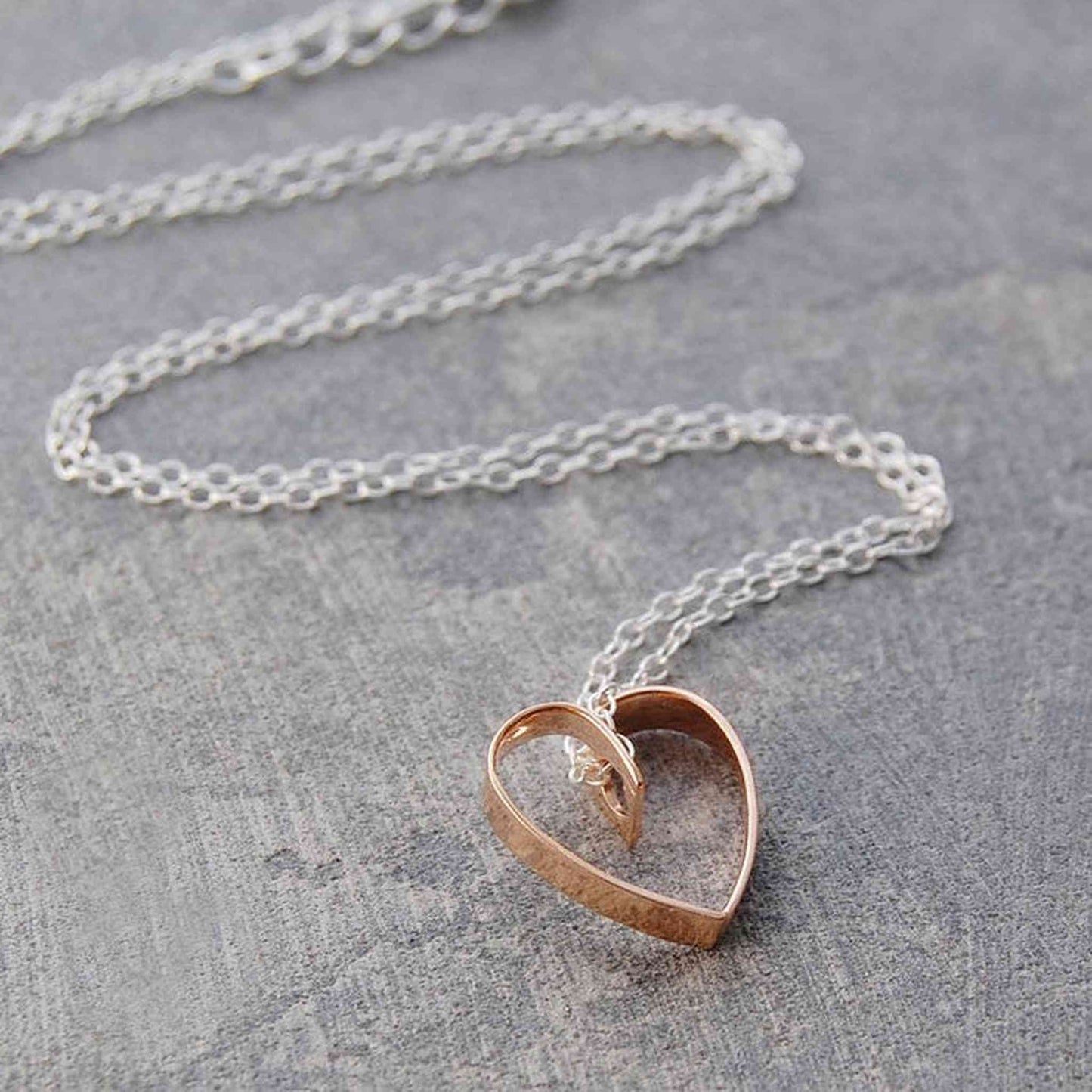 Lace Rose Gold Heart Pendant - Otis Jaxon Silver Jewellery