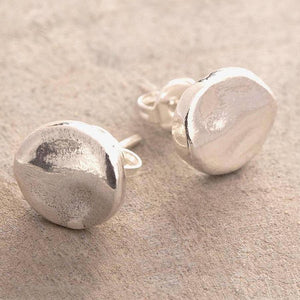 Organic Round Silver Stud Earrings - Otis Jaxon Silver Jewellery