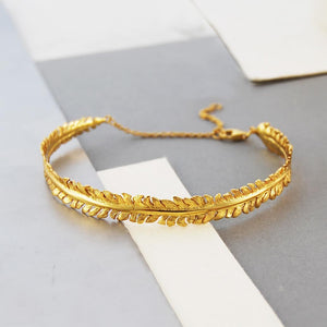 
            
                Load image into Gallery viewer, Fern Gold Cuff Bracelet - Otis Jaxon Silver Jewellery
            
        