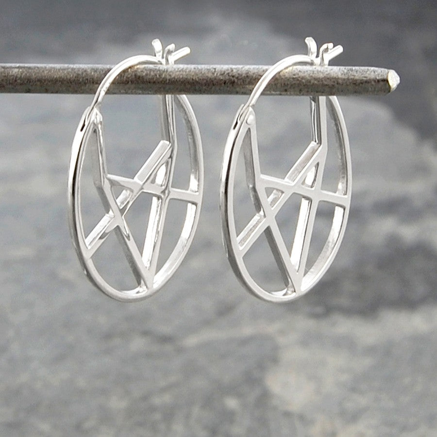 Oval Shaped Geometric Silver Hoop Earrings - Otis Jaxon Silver Jewellery