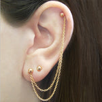 Ball Stud Rose Gold Chain Earrings - Otis Jaxon Silver Jewellery