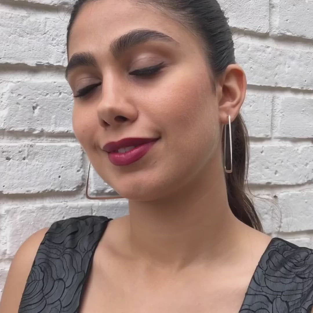 Hammered Square Geometric Silver Hoop Earrings - Otis Jaxon Silver Jewellery