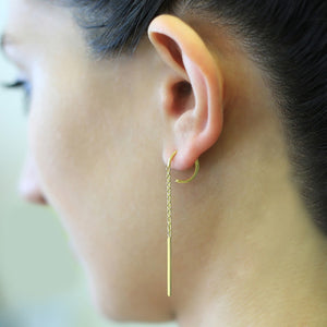 Rose Gold Chain Long Drop Earrings - Otis Jaxon Silver Jewellery