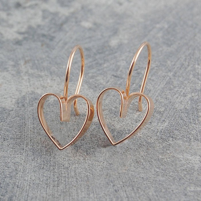 
            
                Load image into Gallery viewer, Lace Rose Gold Heart Drop Earrings - Otis Jaxon Silver Jewellery
            
        