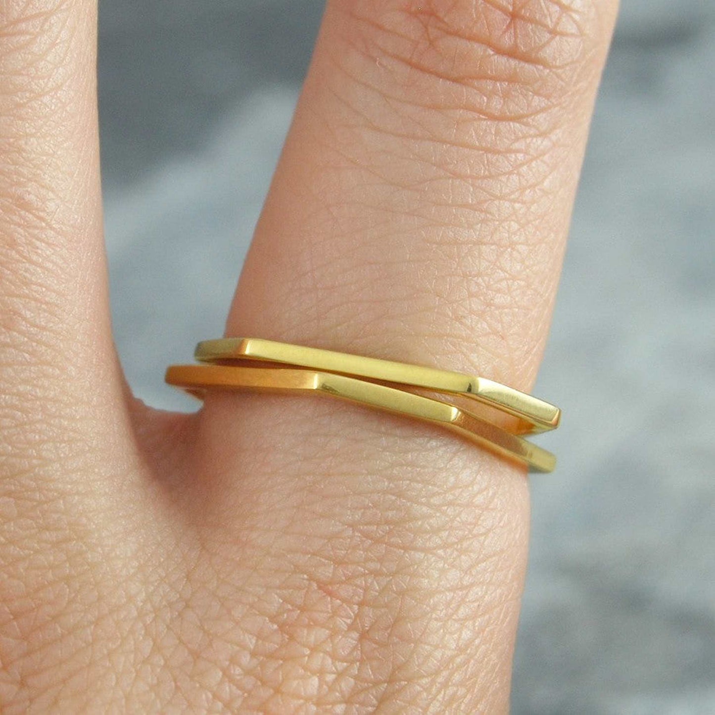 Hexagon Geometric Contemporary Gold Ring - Otis Jaxon Silver Jewellery