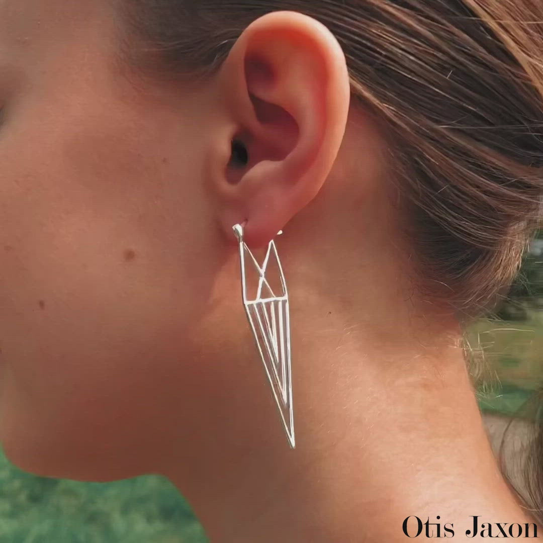 Silver Art Deco inspired Drop Dangle Earrings