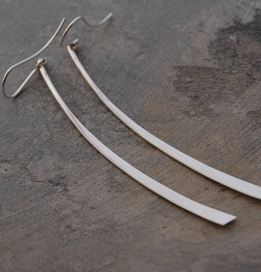 Sword Silver Long Drop Earrings - Otis Jaxon Silver Jewellery