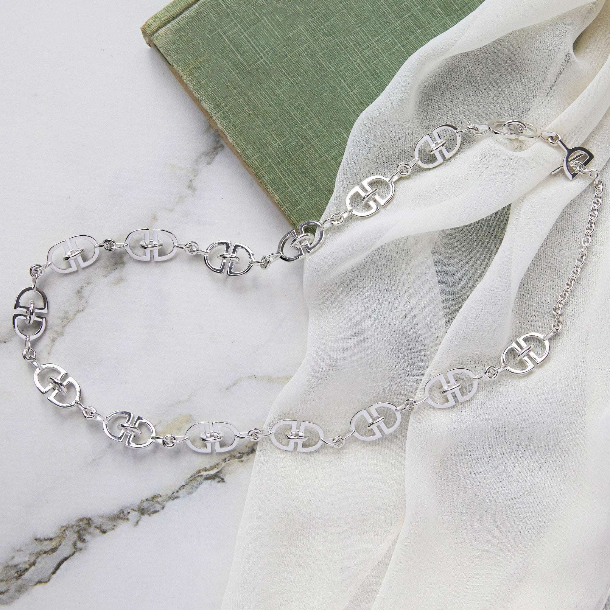 Interlinked 'D' Charm Chunky Silver Necklace – Otis Jaxon Silver