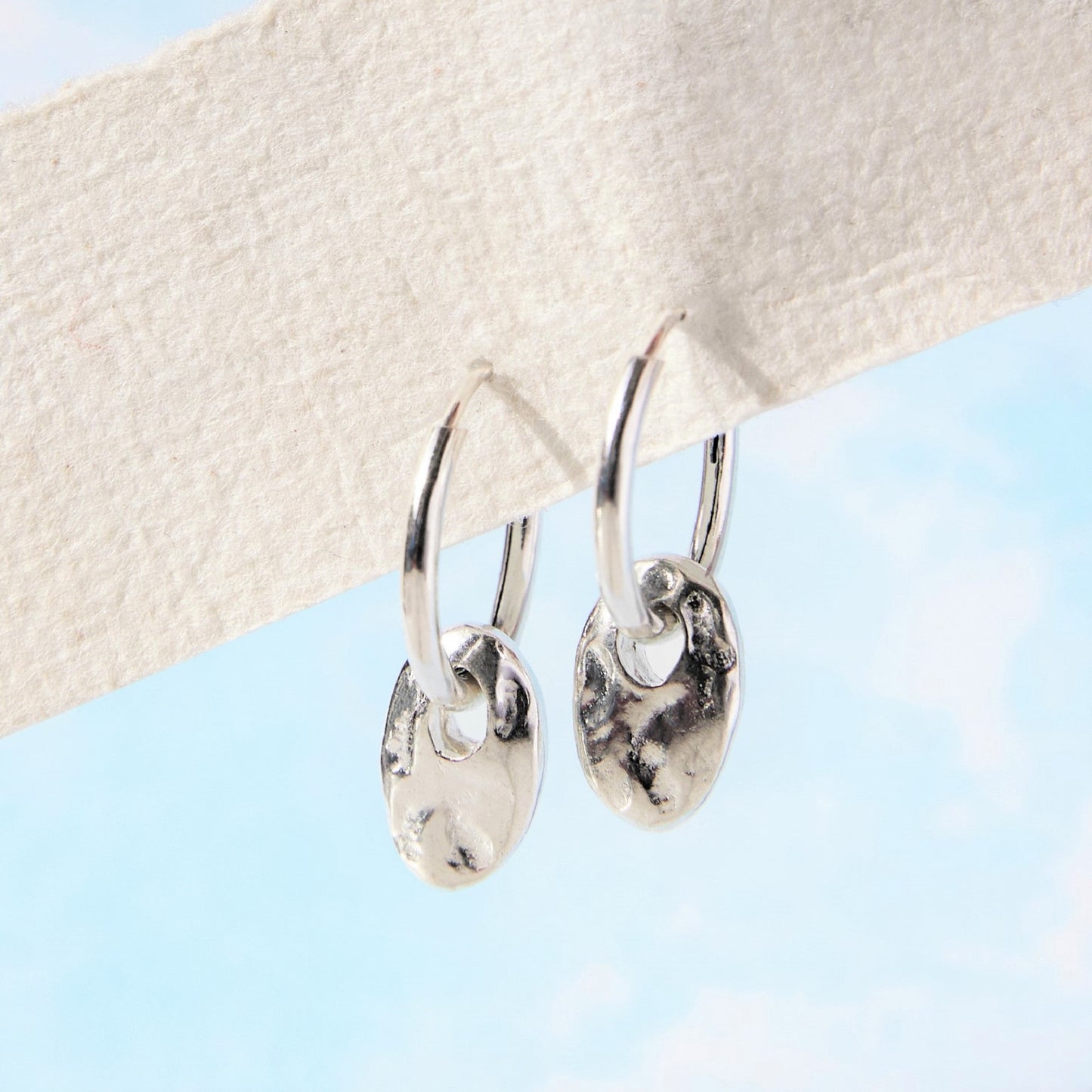 Organic Pebble Silver Hoop Earrings - Otis Jaxon Silver Jewellery