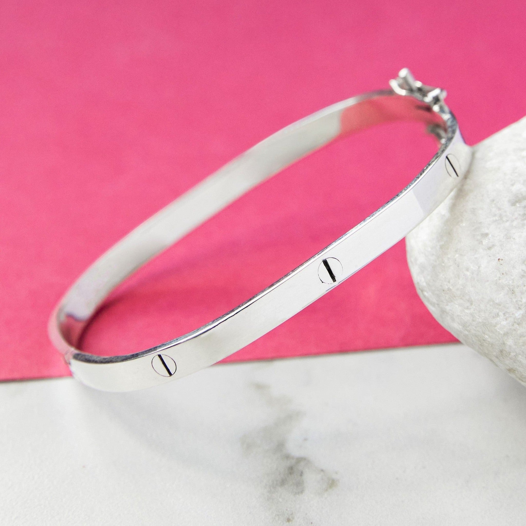 Solid-Silver-Screw-Accent-Bangle – Otis Jaxon Silver Jewellery