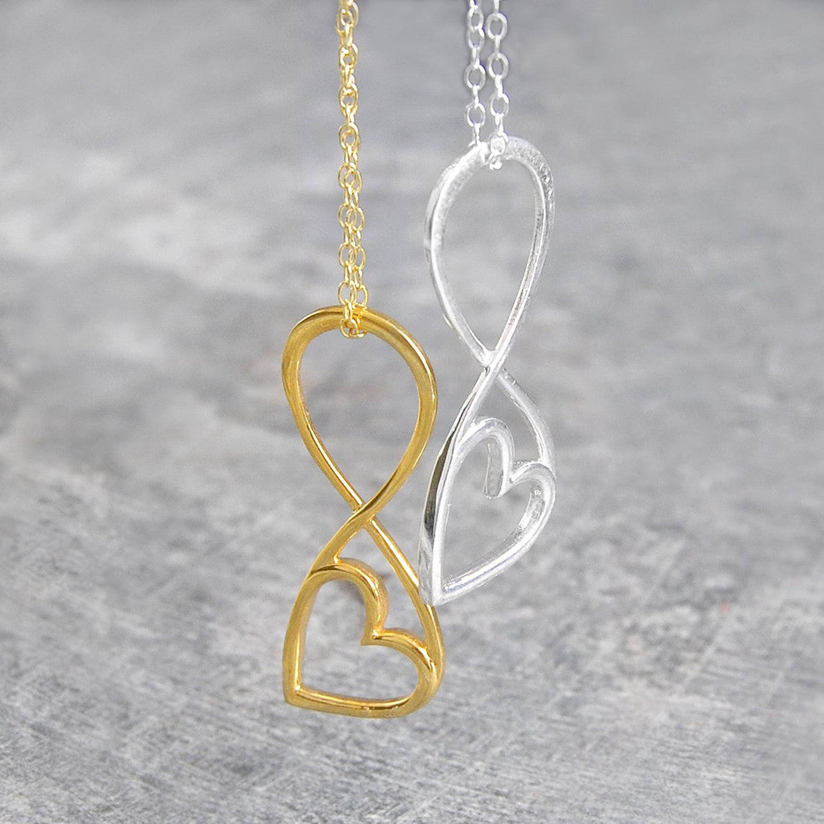 Sterling Silver Gold Infinity Heart Pendant Necklace | Otis Jaxon Jewellery