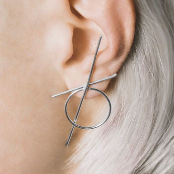 Silver Geometric Cross/Circle Stud Earrings - Otis Jaxon Silver Jewellery