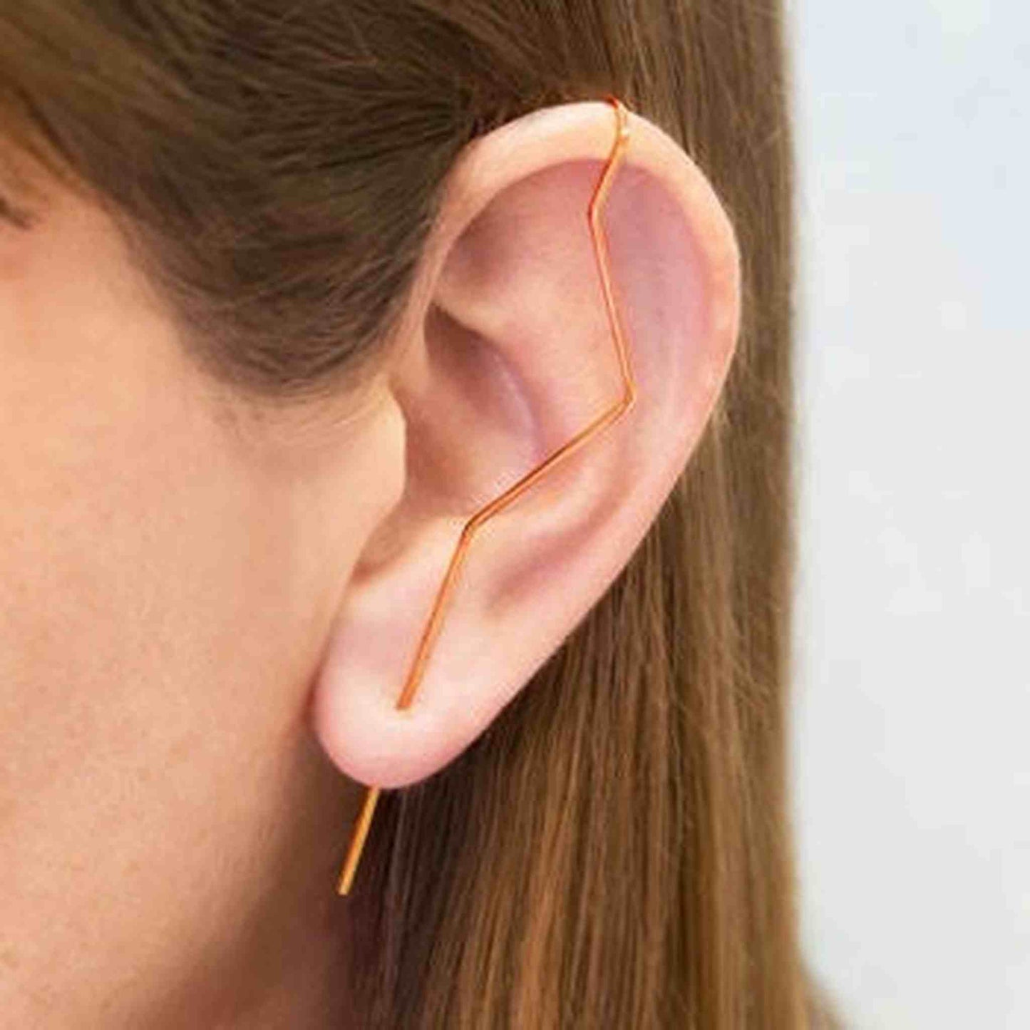 Rose Gold Zig Zag Ear Climber - Otis Jaxon Silver Jewellery