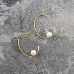 Gold Oval Pearl Hoop Earrings - Otis Jaxon Silver Jewellery