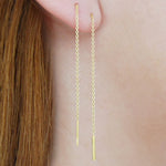 Threader Oxidised Long Drop Earrings - Otis Jaxon Silver Jewellery