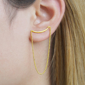 Gold Chain Stud Drop Earrings - Otis Jaxon Silver Jewellery