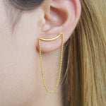 Rose Gold Chain Stud Drop Earrings - Otis Jaxon Silver Jewellery