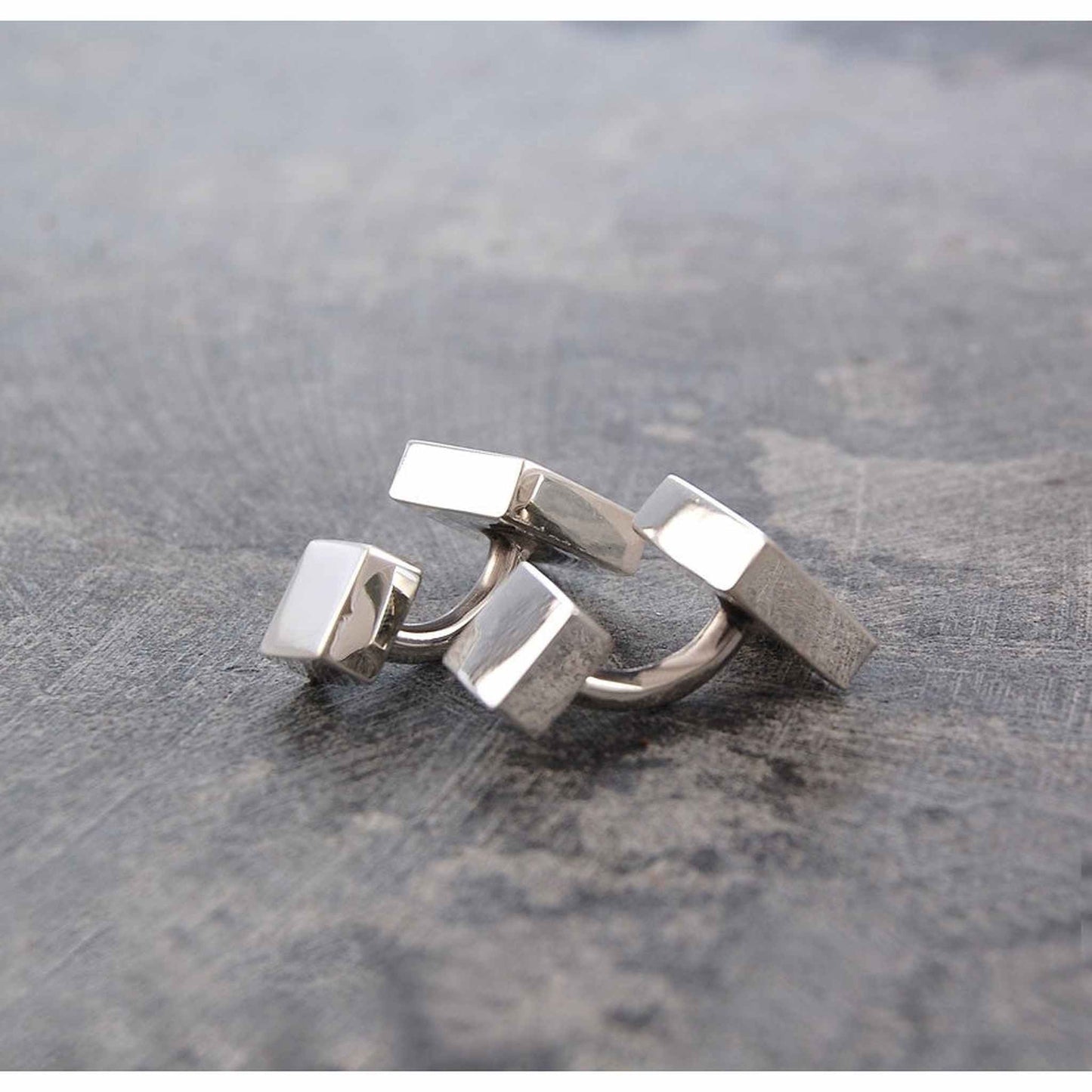 Square Geometric Silver Cufflinks - Otis Jaxon Silver Jewellery
