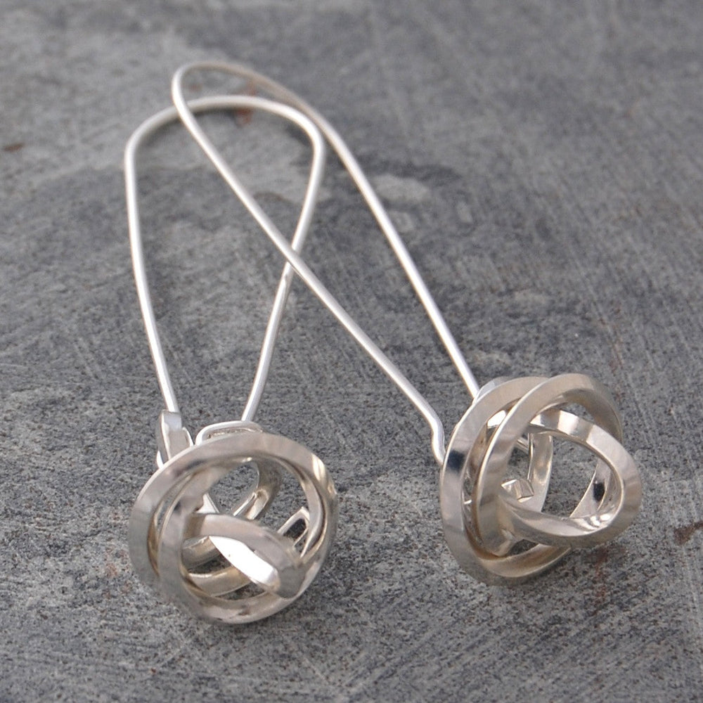 Angular Knot Silver Drop Earrings - Otis Jaxon Silver Jewellery