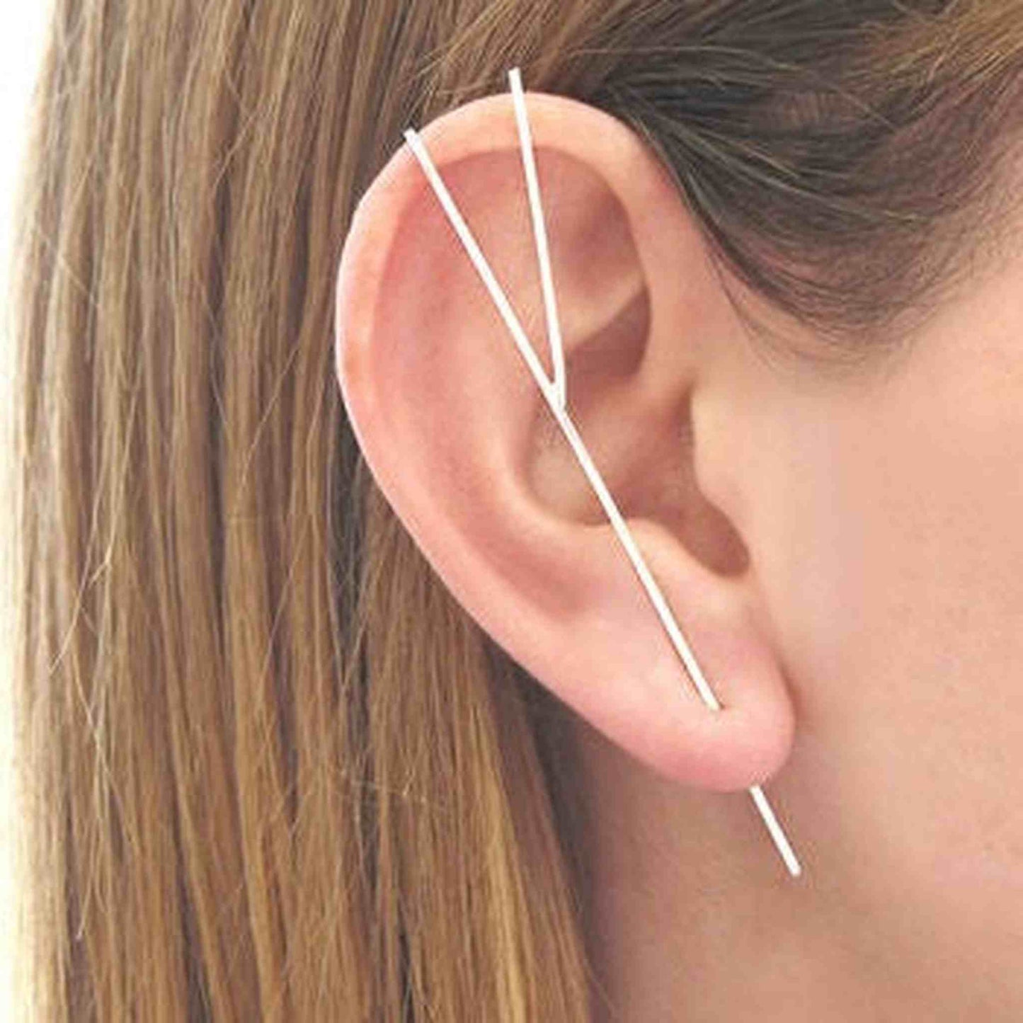Silver Double Bar Ear Climber - Otis Jaxon Silver Jewellery