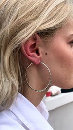 Silver Hammered Large Hoop Earrings