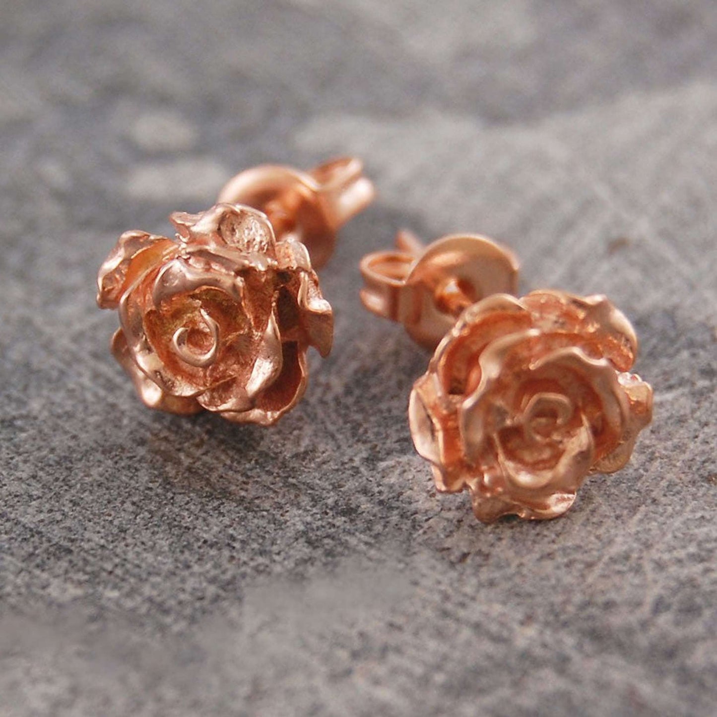 Rose Flower Rose Gold Stud Earrings - Otis Jaxon Silver Jewellery