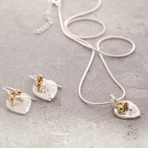 
            
                Load image into Gallery viewer, Organic Heart Silver Drop Earrings with Gold Beads - Otis Jaxon Silver Jewellery
            
        