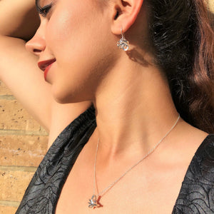 
            
                Load image into Gallery viewer, Angular Knot Sterling Silver Necklace and Short Drop Earrings Jewellery Set
            
        