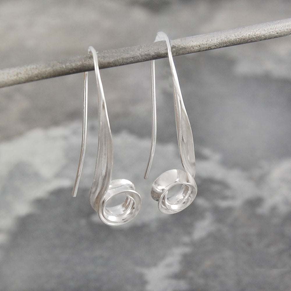 Spiral Ribbon Silver Drop Earrings - Otis Jaxon Silver Jewellery