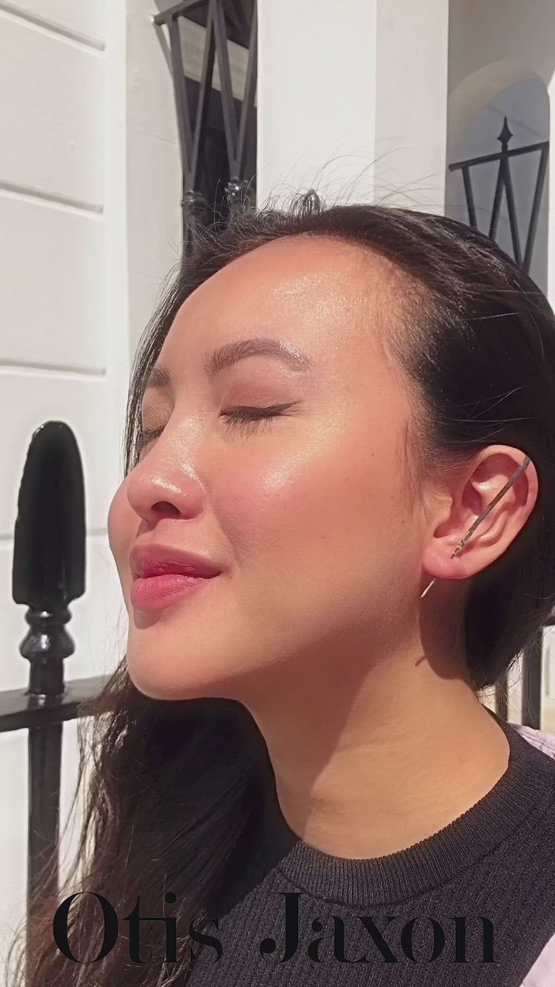 Black Oxidised Sterling Silver  Ear Pin Ear Cuff