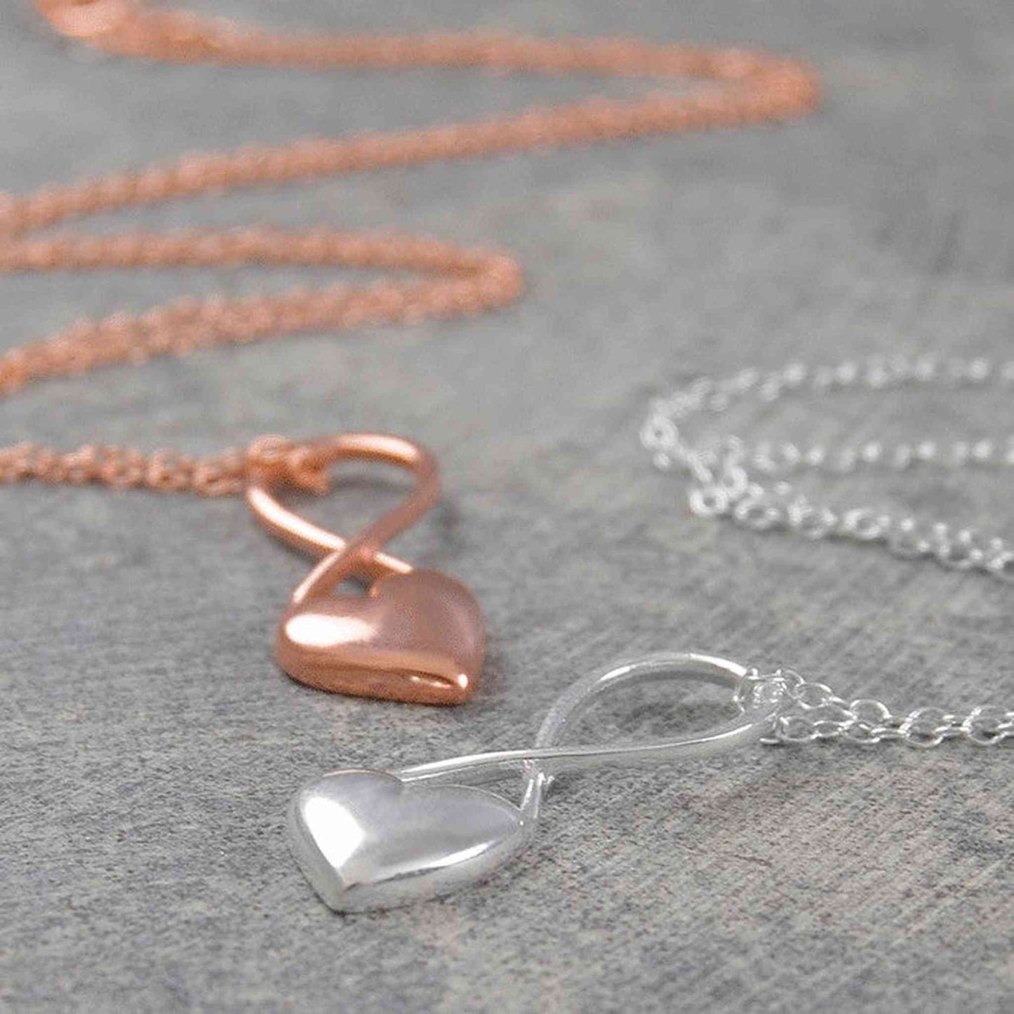 Heart Rose Gold Infinity Necklace - Otis Jaxon Silver Jewellery