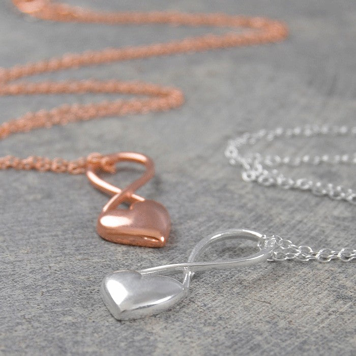 Infinity Heart Rose Gold and silver pendant necklace - Otis Jaxon Silver Jewellery